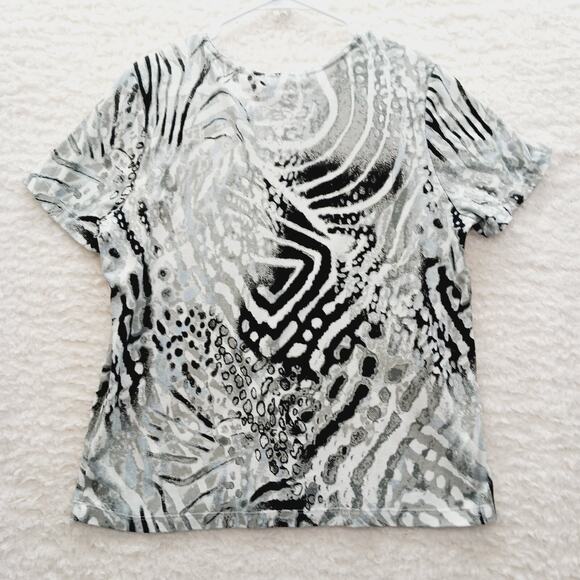 T-Shirt Size L Black White Animal Mob Wife Glam Luxe Y2K Revival Zebra Casual - Picture 2 of 11